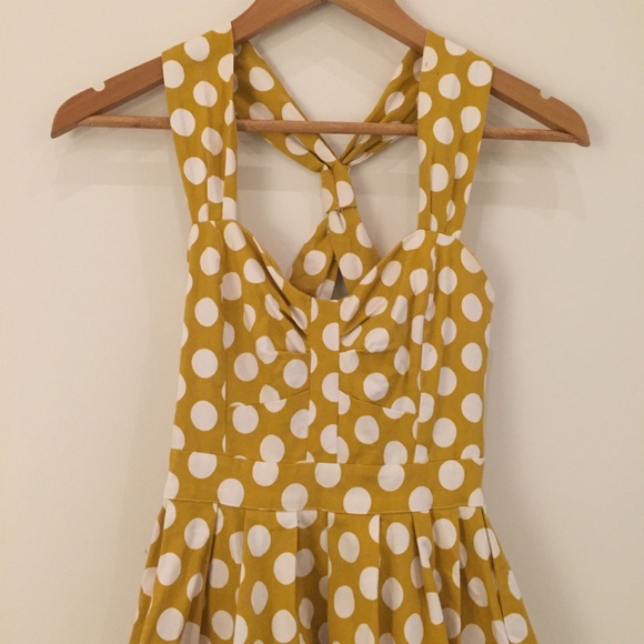 Yellow Polka Dot Halter Dress - Picture 4 of 8